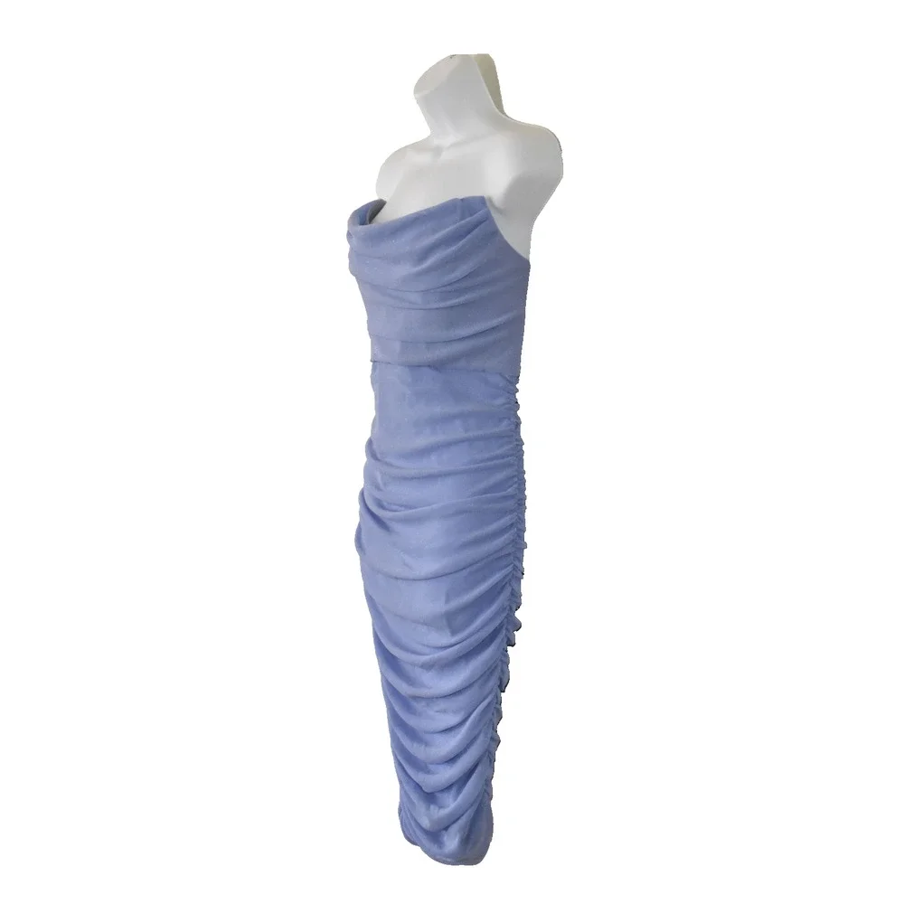 B6 NWT MICHAEL COSTELLO X REVOLVE Periwinkle Blue Ruching Midi Dress Size S